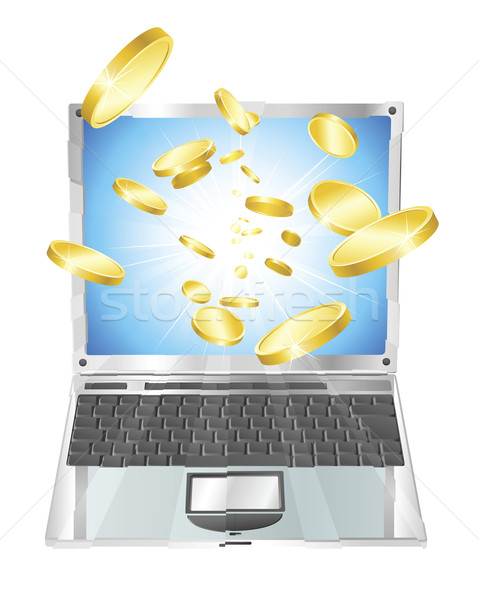 Gold coins flying out of laptop computer Stock photo © Krisdog