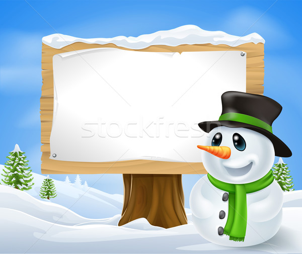 Christmas Snowman Sign Stock photo © Krisdog