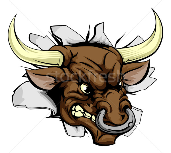 Bull charging wall Stock photo © Krisdog