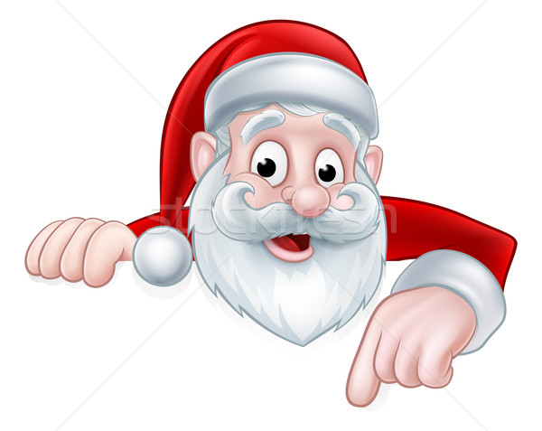 Peeking Cartoon Santa Pointing Down Stock photo © Krisdog
