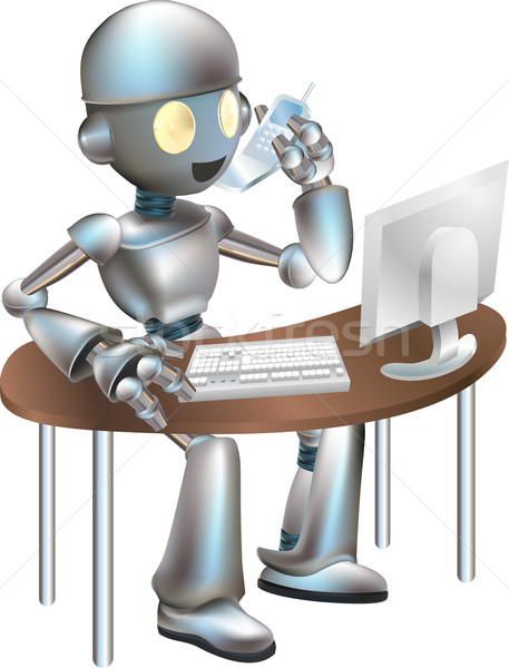 Illustration of robot sitting at desk Stock photo © Krisdog