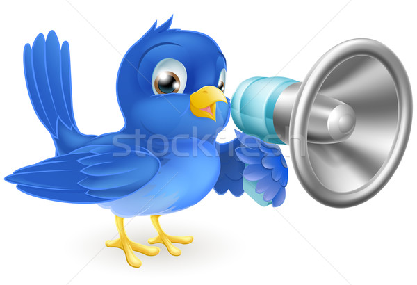Megafon ilustrare desen animat albastru pasăre comunicare Imagine de stoc © Krisdog