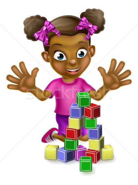 Black Girl Playing With Building Blocks Stock photo © Krisdog