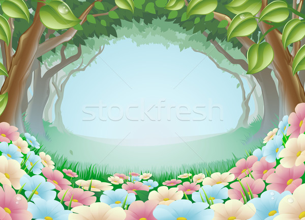 Beautiful fantasy forest scene illustration Stock photo © Krisdog