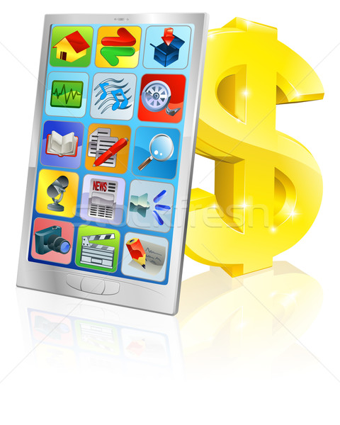 Mobile phone and gold dollar sign Stock photo © Krisdog