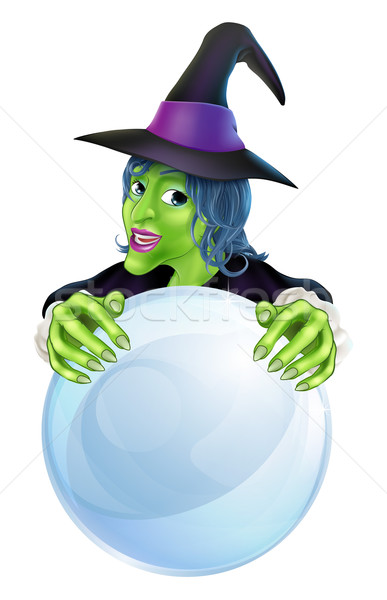 Witch and crystal ball Stock photo © Krisdog