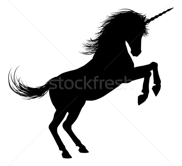 Unicorn on Hind Legs Silhouette Stock photo © Krisdog