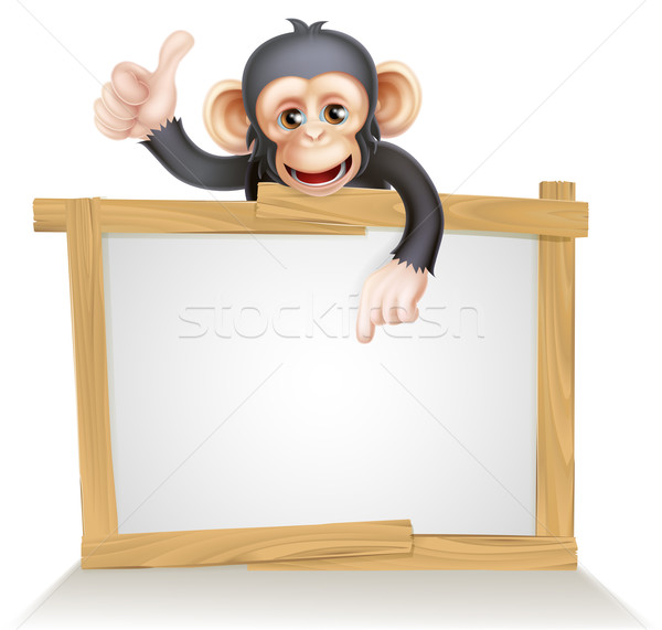Majom felirat aranyos rajz csimpánz ahogy Stock fotó © Krisdog