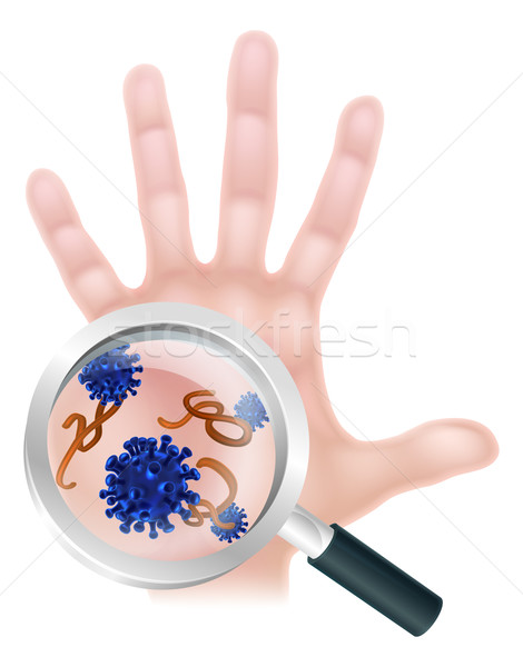 Magnifying Glass Hand Bacteria Virus Concept Stock photo © Krisdog