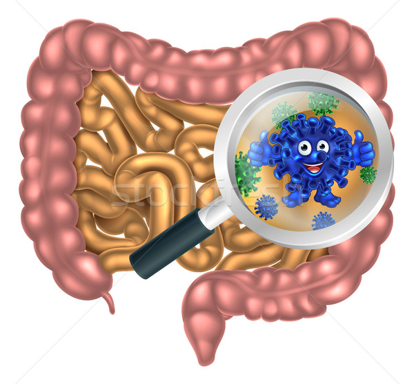 Amistoso bacteria mascota lupa centrado humanos Foto stock © Krisdog
