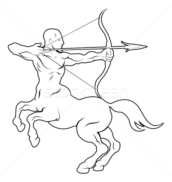 łucznik ilustracja czarny tatuaż człowiek konia Zdjęcia stock © Krisdog