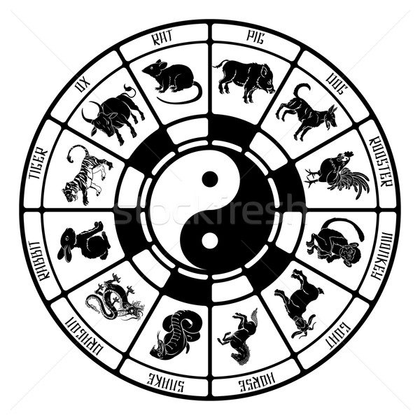 Chinesisch Sternzeichen Tiere Rendering alle Tier Stock foto © Krisdog