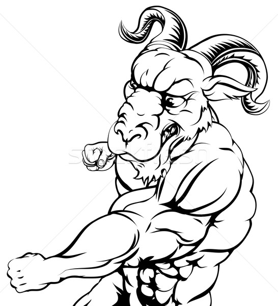 Punching ram mascot Stock photo © Krisdog