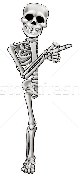 Skeleton Cartoon Character Pointing Stock photo © Krisdog