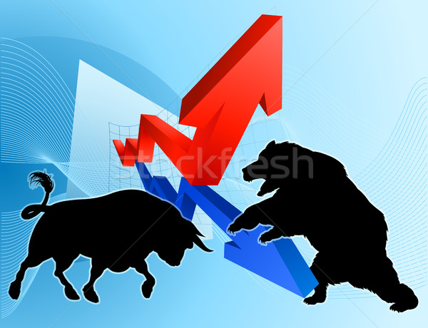 Bären Aktienmarkt finanziellen Silhouette tragen kämpfen Stock foto © Krisdog