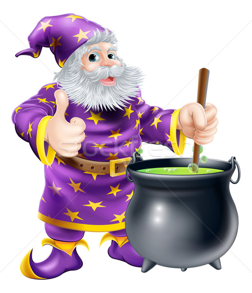 Wizard stirring cauldron Stock photo © Krisdog