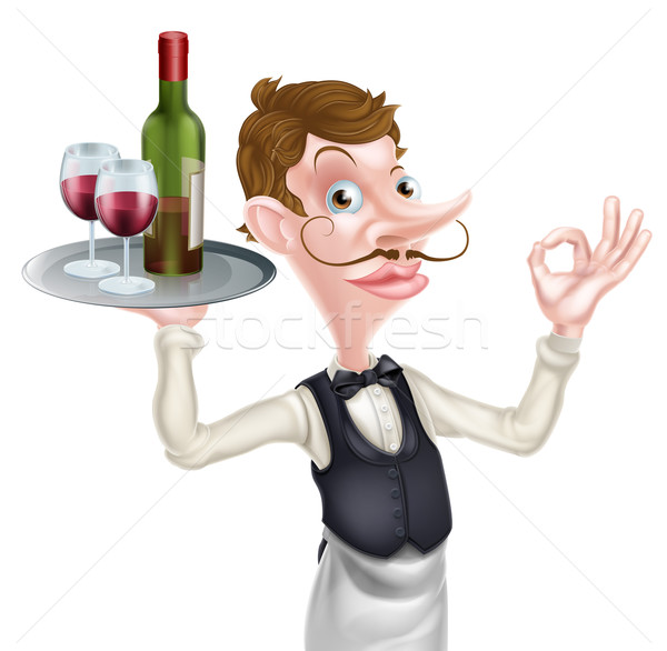 Cartoon wine waiter Stock photo © Krisdog