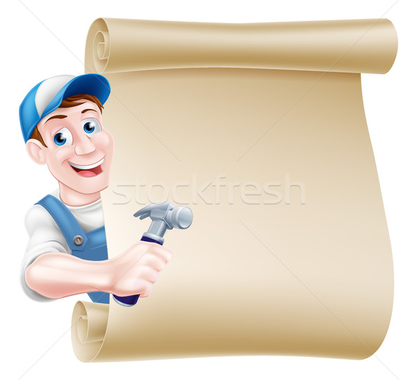 Cartoon Carpenter Scroll Stock photo © Krisdog