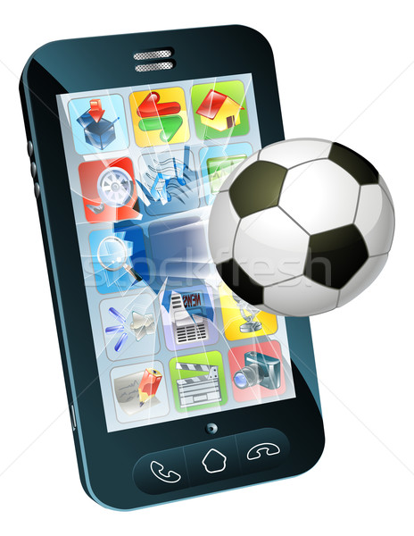 Soccer ball flying out of cell phone Stock photo © Krisdog