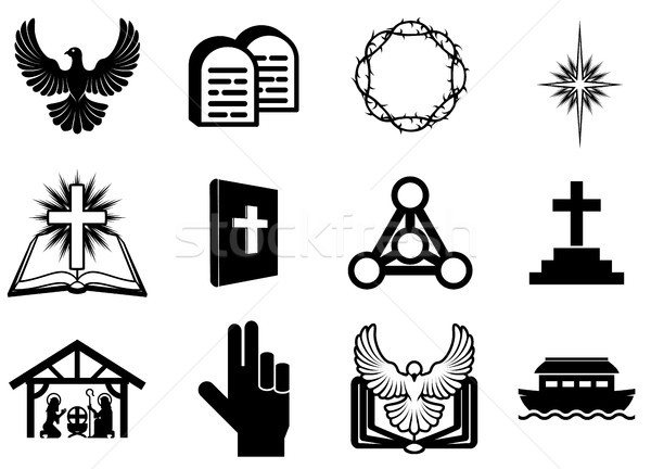 Keresztény vallásos ikon szett ikonok feliratok szimbólumok Stock fotó © Krisdog