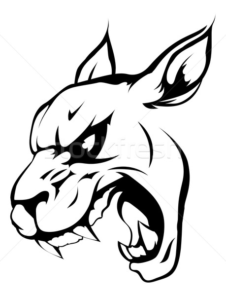 豹 美洲獅 野貓 吉祥物 黑白 插圖 商業照片 © Krisdog