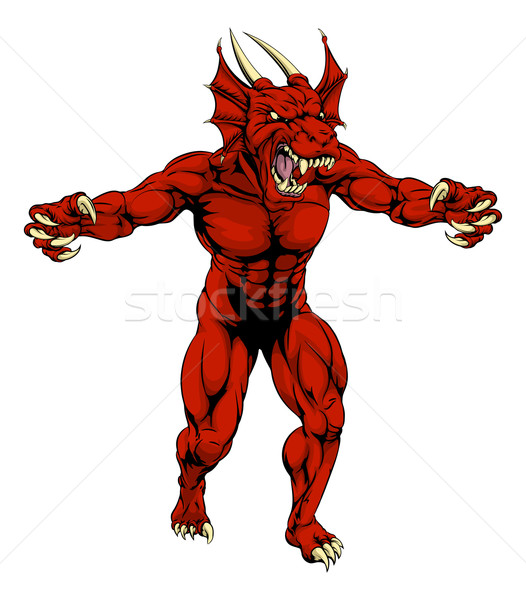 Red dragon mascot claws out Stock photo © Krisdog