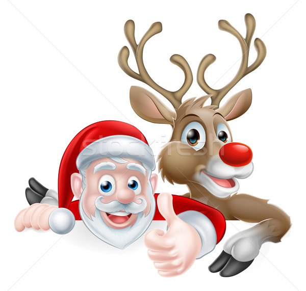 Santa and Reindeer Sign Stock photo © Krisdog