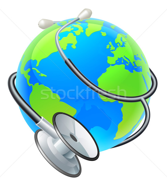 Stock photo: Health Concept Stethoscope Earth World Globe