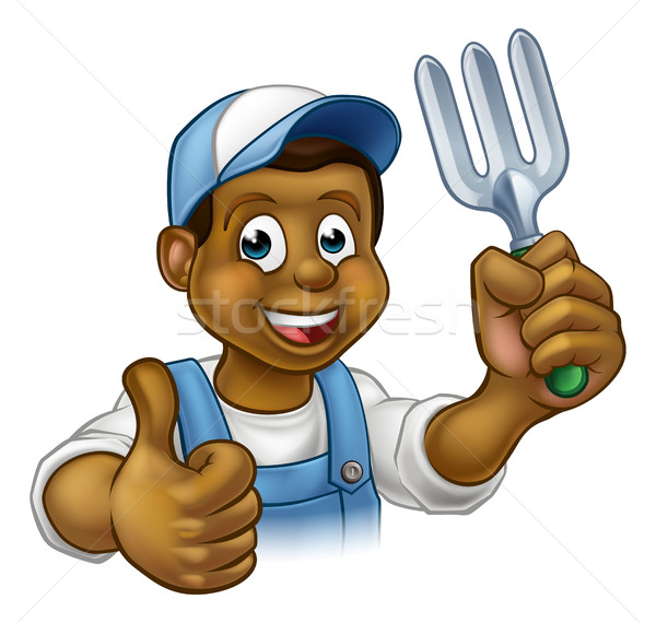 Cartoon Black Gardener Stock photo © Krisdog