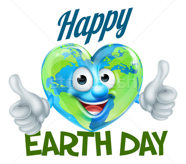Happy Earth Day Heart Globe Mascot Design Stock photo © Krisdog
