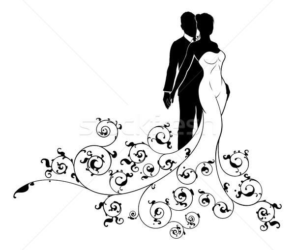 Résumé modèle mariée marié mariage silhouette Photo stock © Krisdog