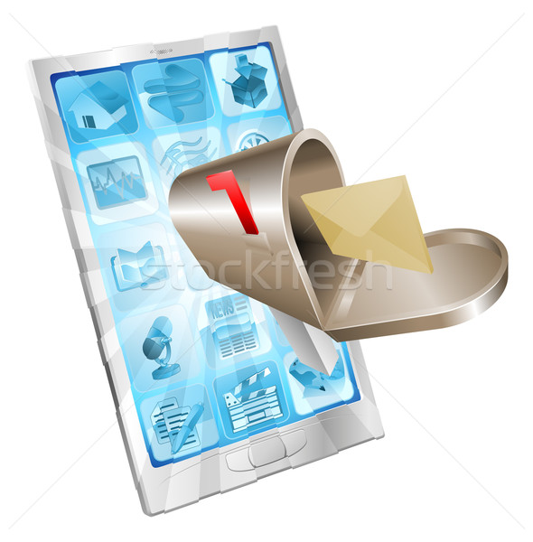 Letter mailbox flying out of phone screen concept Stock photo © Krisdog