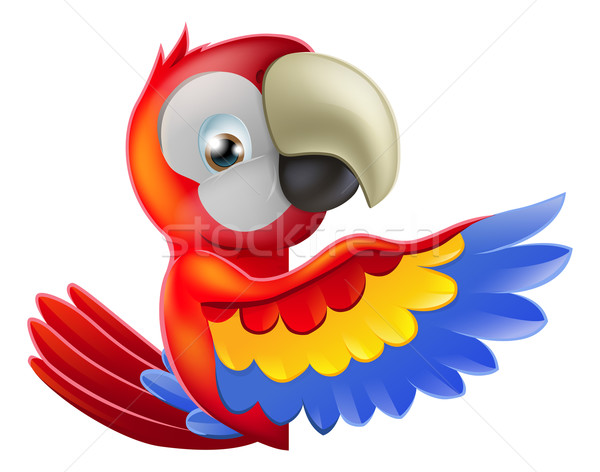 Red pointing cartoon parrot Stock photo © Krisdog