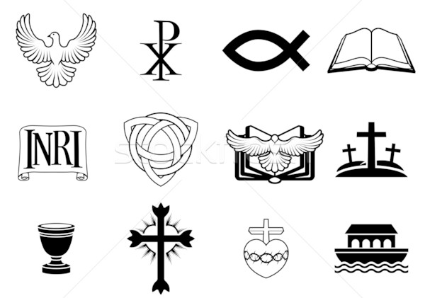 Keresztény ikon gyűjtemény szett ikonok szimbólumok galamb Stock fotó © Krisdog
