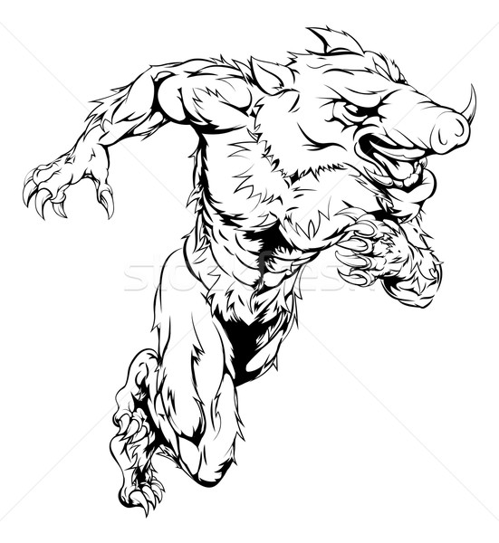 Boar sports mascot running Stock photo © Krisdog