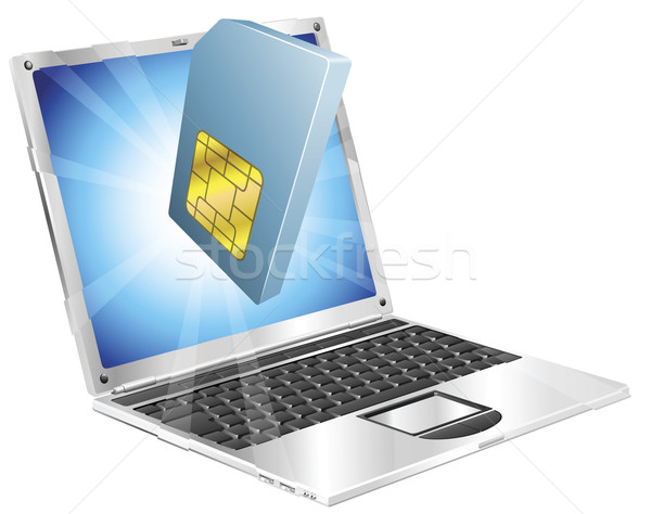 Phone SIM card icon laptop concept Stock photo © Krisdog
