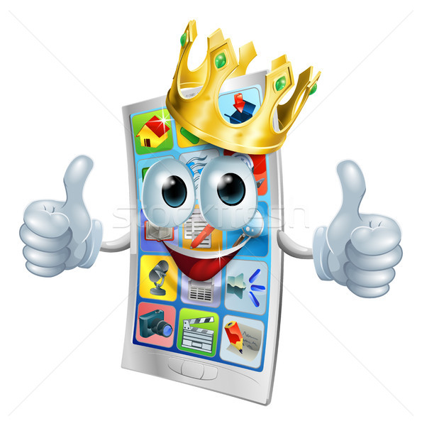 Cell phone cartoon king Stock photo © Krisdog
