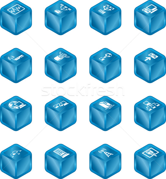 Network Computing Cube Icons Series Set.  Stock photo © Krisdog