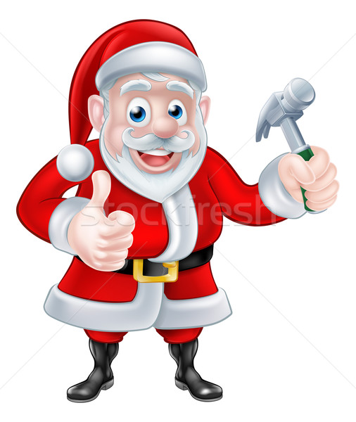 Cartoon Santa Thumbs Up and Holding Fork Stock photo © Krisdog