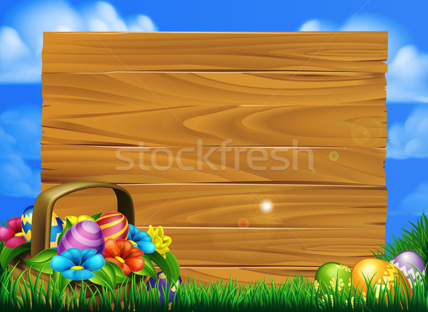 Easter Eggs Basket Sign Stock photo © Krisdog