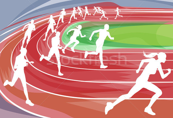 Stockfoto: Lopen · illustratie · lopers · race · rond