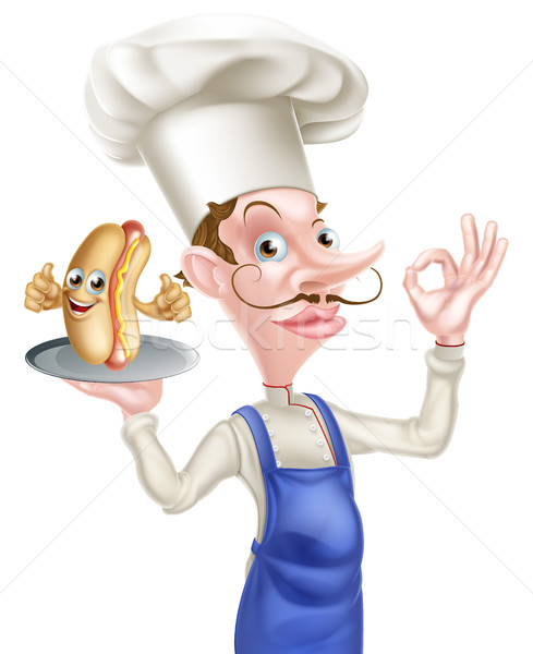 Chef perfect hotdog illustratie man restaurant Stockfoto © Krisdog
