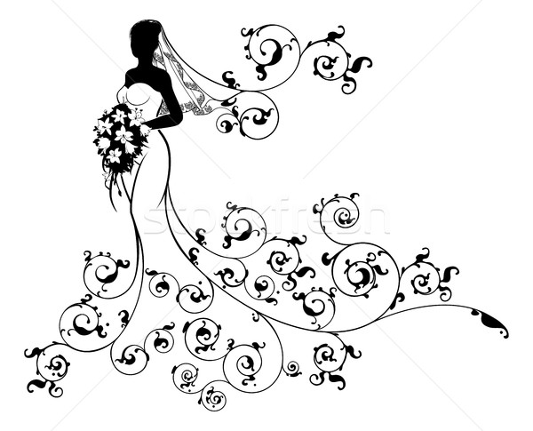 Bride Silhouette Bouquet Wedding Concept Stock photo © Krisdog