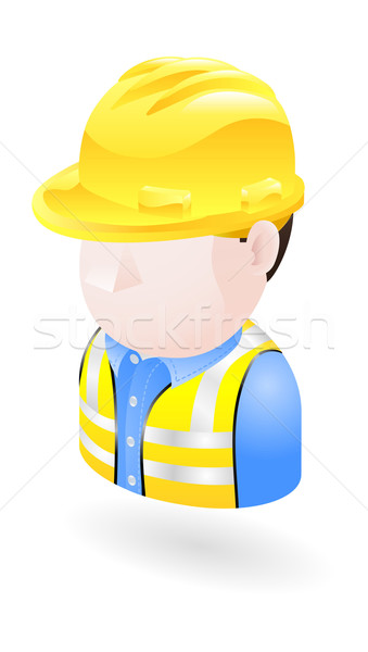 Mérnök illusztráció munkavédelmi sisak férfi személy citromsárga Stock fotó © Krisdog