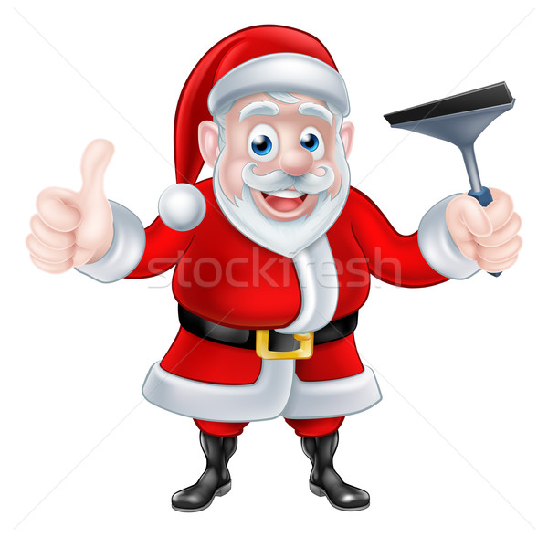 Cartoon Santa Giving Thumbs Up and Holding Squeegee Stock photo © Krisdog