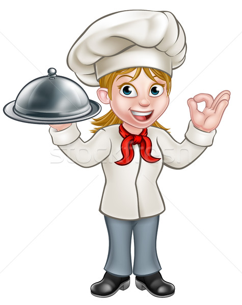 Femeie bucătar-şef mascota desen animat brutar Imagine de stoc © Krisdog