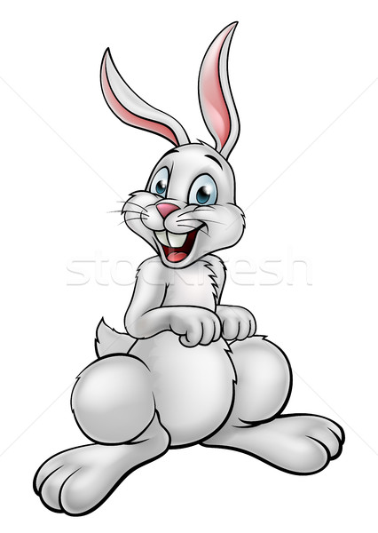 Karikatür beyaz tavşan tavşan easter bunny arka plan Stok fotoğraf © Krisdog