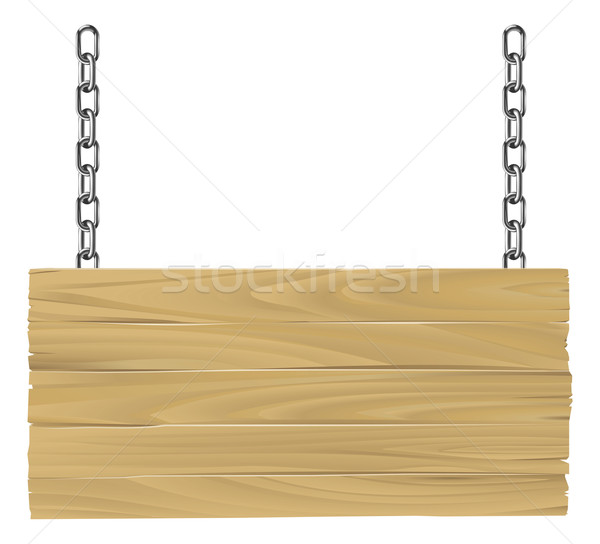 Wooden sign on chains illustration Stock photo © Krisdog