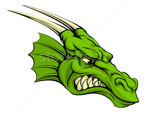 Stock photo: Green dragon mascot