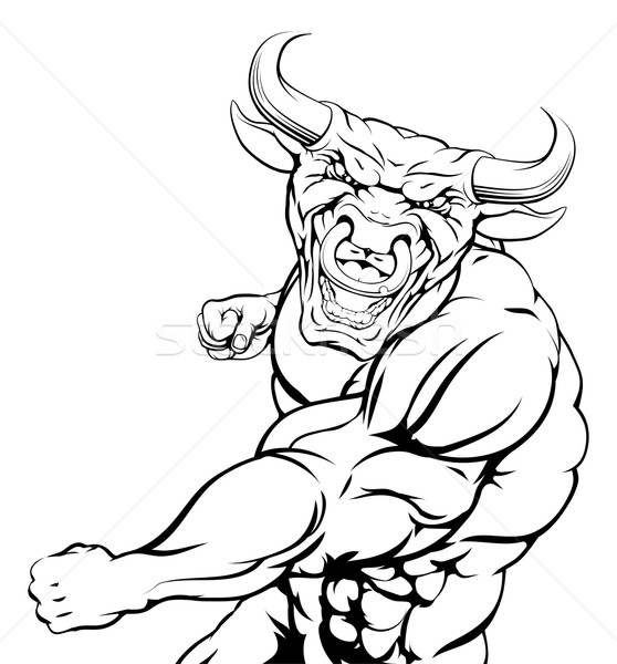 Punching bull mascot Stock photo © Krisdog